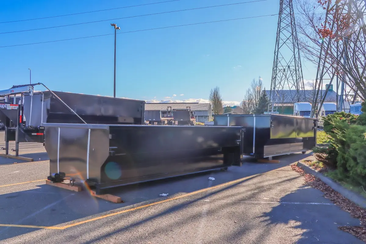 Roll-off dumpster ready for waste disposal at job site for 3 Yard Dumpster Rental in Alpharetta